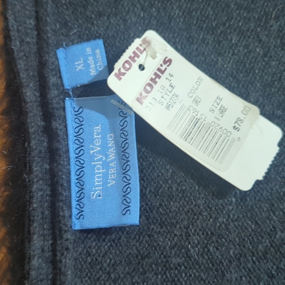 New Faux Fur Cardigan Vera Wang Black/Gray Button Wool Blend  Size XL - Picture 4 of 10